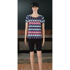 J Crew XXS Women's Tye Dye Short Sleeve Lightweight Button Back Casual Top